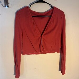 Y2K bright red long sleeve going out top